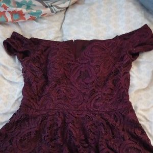 B. Smart plum off the shoulder glitter dress
